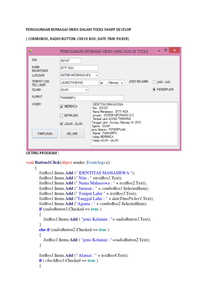 Tools Pemrograman di SharpDevelop | PDF