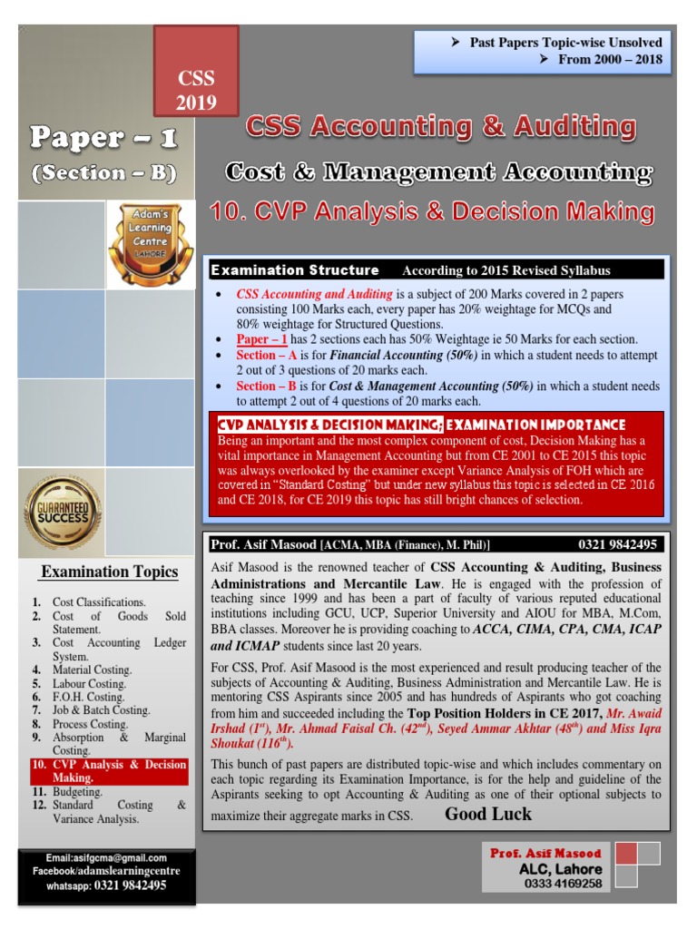 CVP Analysis & Decision Making | Accounting | Management ...