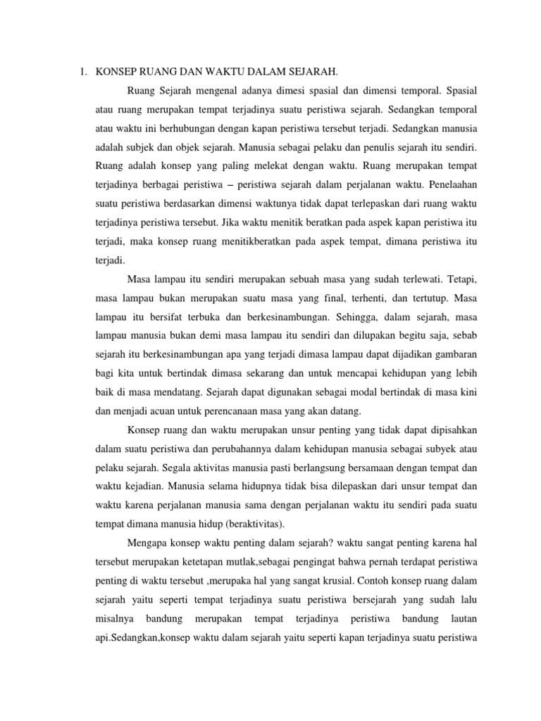 Konsep Ruang Dan Waktu Dalam Sejarah