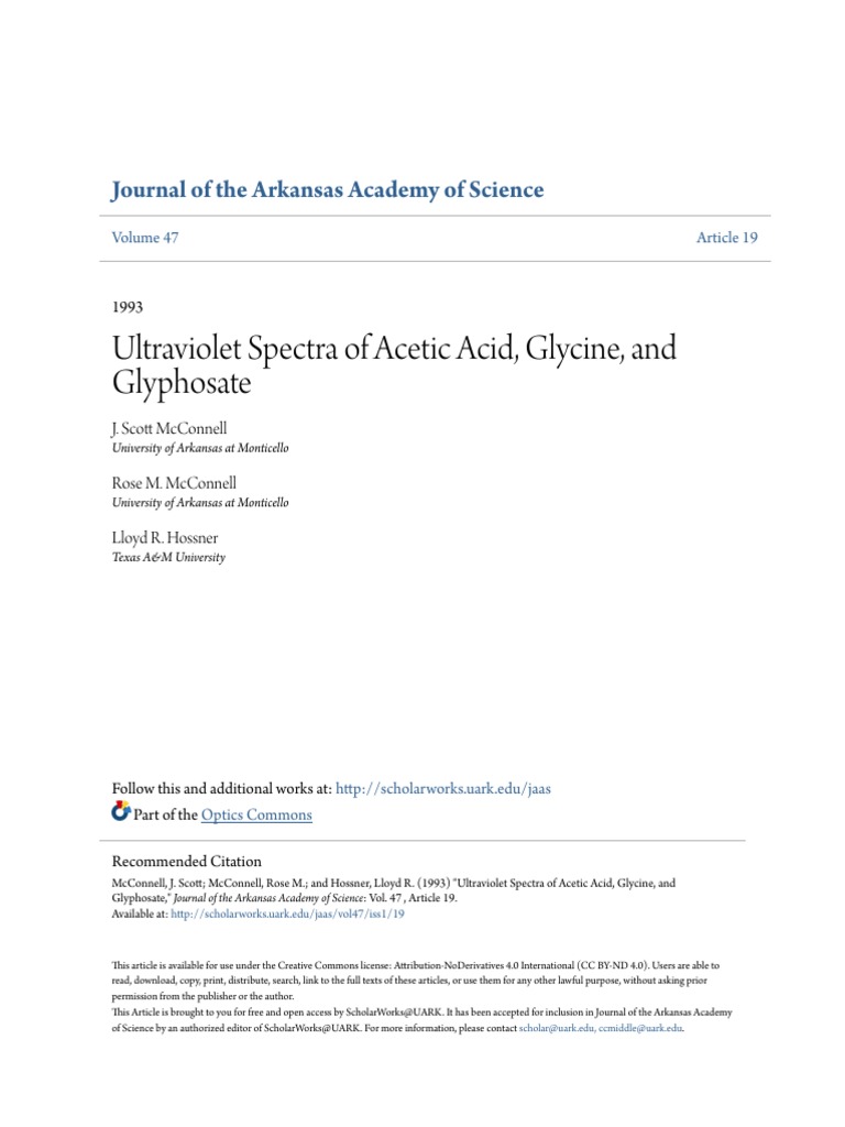The Influence of pH on Ultraviolet Absorption Spectra of Acetic Acid
