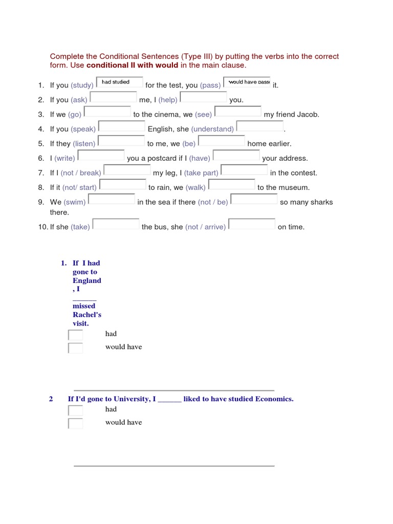 Complete Type III Conditional Sentences | PDF | Languages | Language ...
