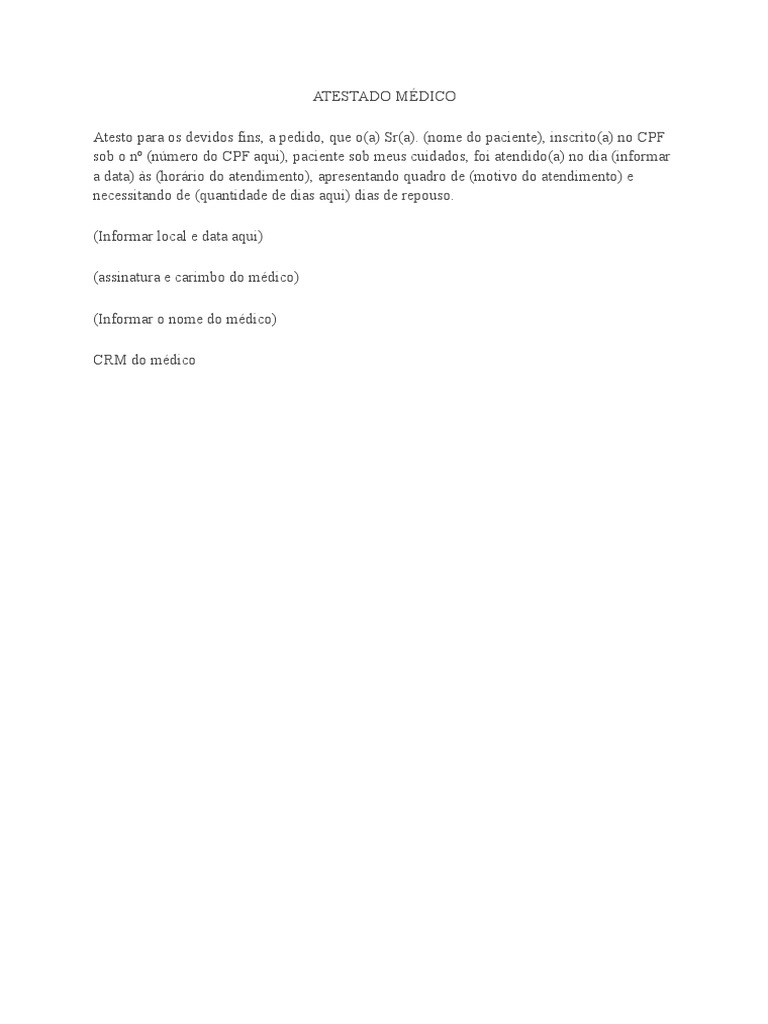 Modelo de Atestado Médico Preenchido | PDF