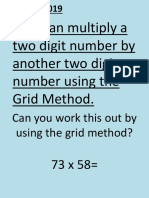 LO: I Can Multiply A Two Digit Number by Another Two Digit Number Using The Grid Method