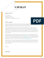Durann Cover Letter