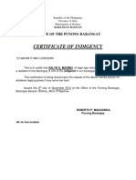 Certificate of Indigency