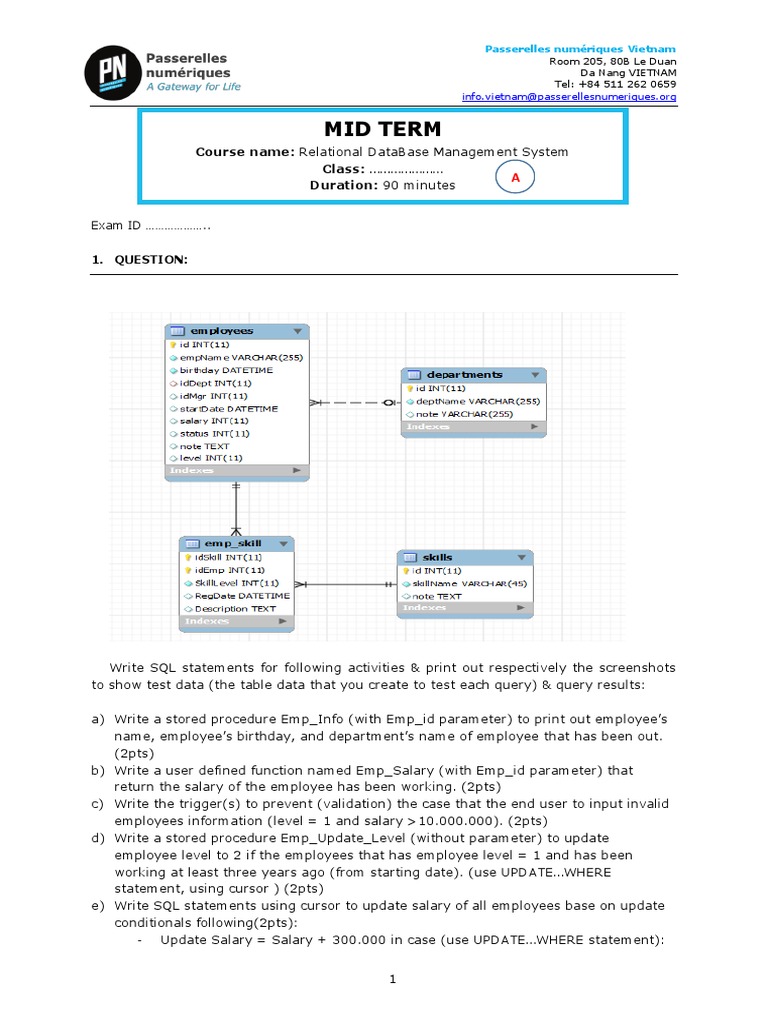 PNV Midterm1 Db2 Dev A | PDF | Databases | Data Management