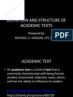 Definition and Structure of Academic Texts