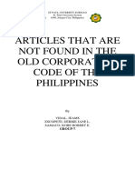 Articles That Are Not Found in The Old Corporation Code of The Philippines