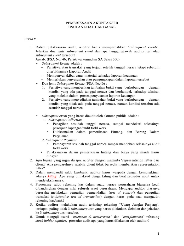 Bank Soal Auditing 2 Docx