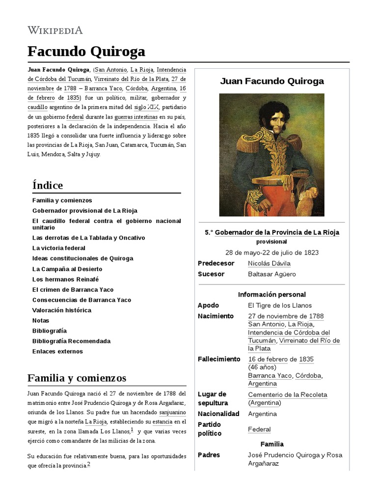 Facundo Quiroga | PDF | Argentina | Agitación