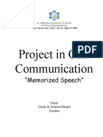 Project in Oral Communication: "Memorized Speech"