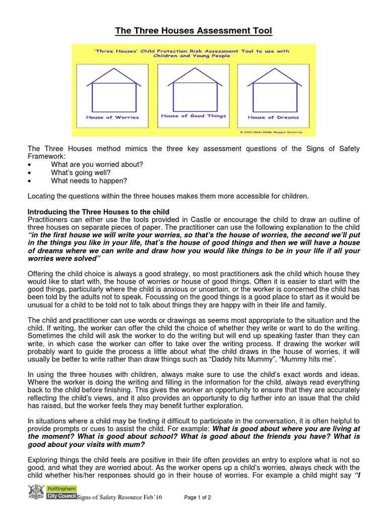 Three Houses Assessment Tool Overview | PDF | Communication | Psychology