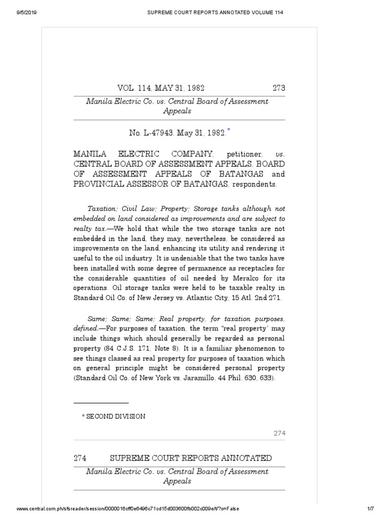 Meralco Case (114 Scra 273) PDF | PDF | Real Property | Taxes