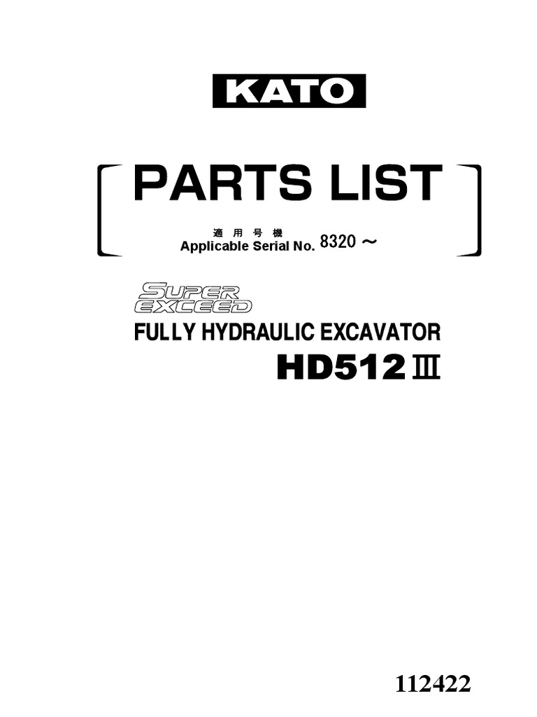 Kato Fully Hydraulic Excavator HD512III Parts Catalog | PDF