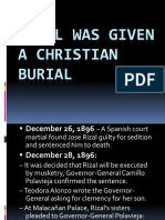 Rizal's Christian Burial After Execution