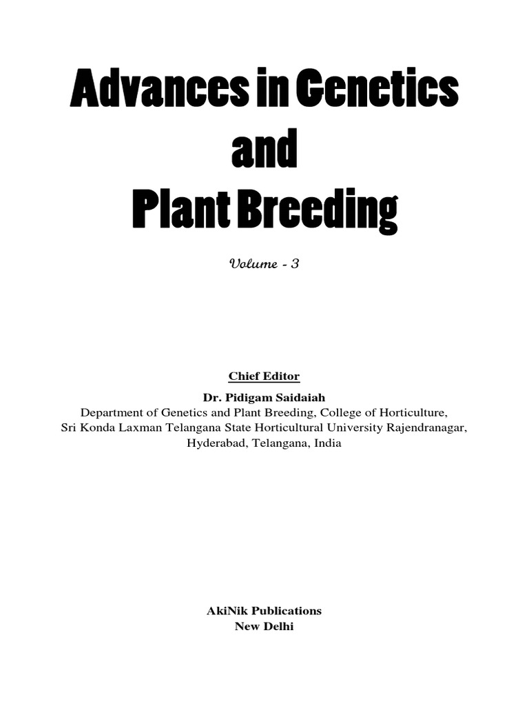 Advances in Plant Breeding | PDF | Plasmid | Molecular Cloning