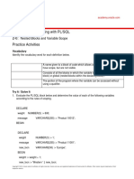 Database Programming With PL/SQL 2-6: Practice Activities: Nested Blocks and Variable Scope