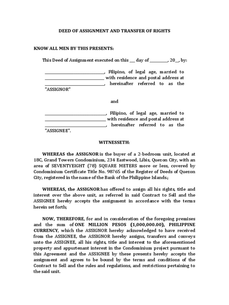 deed of assignment and transfer