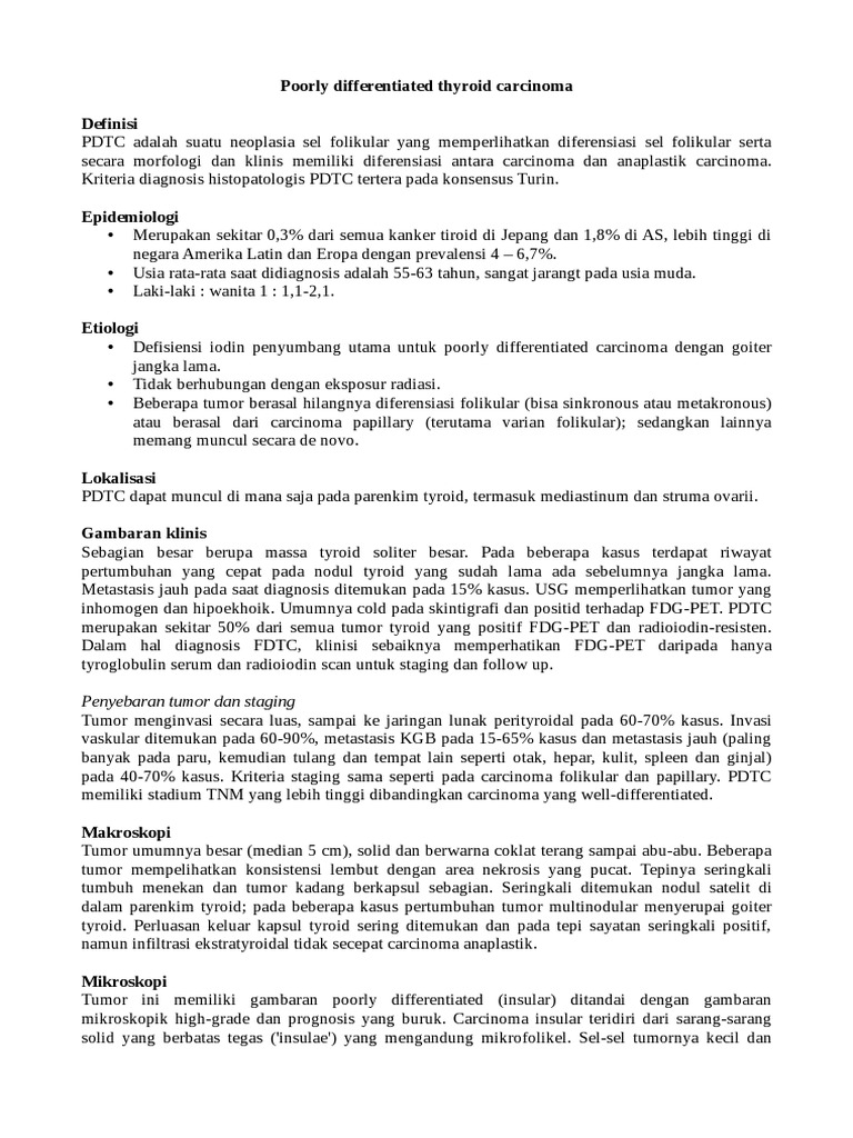 Karakteristik Poorly Differentiated Thyroid Carcinoma | PDF