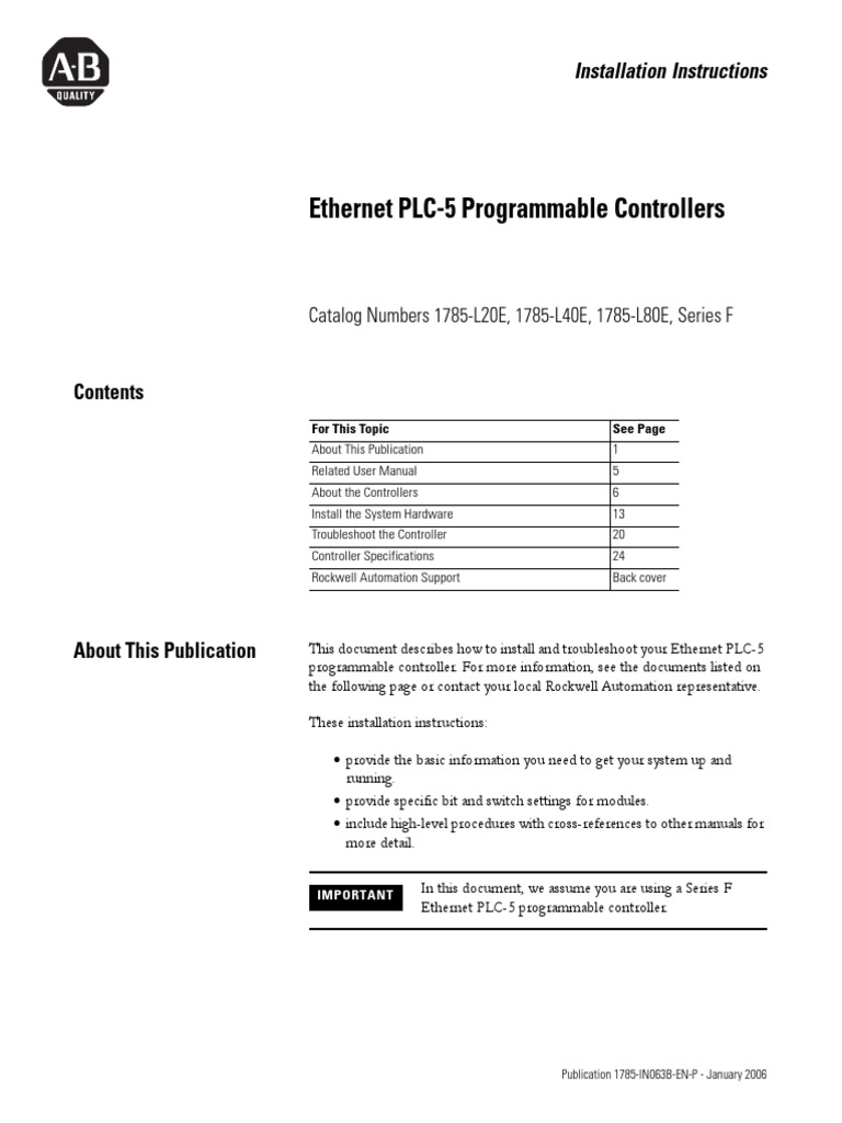 Ethernet PLC-5 Programmable Controllers | PDF | Hypertext Transfer ...