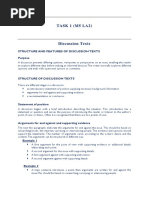 TASK 1 (M5 LA2) : Structure and Features of Discussion Texts Purpose