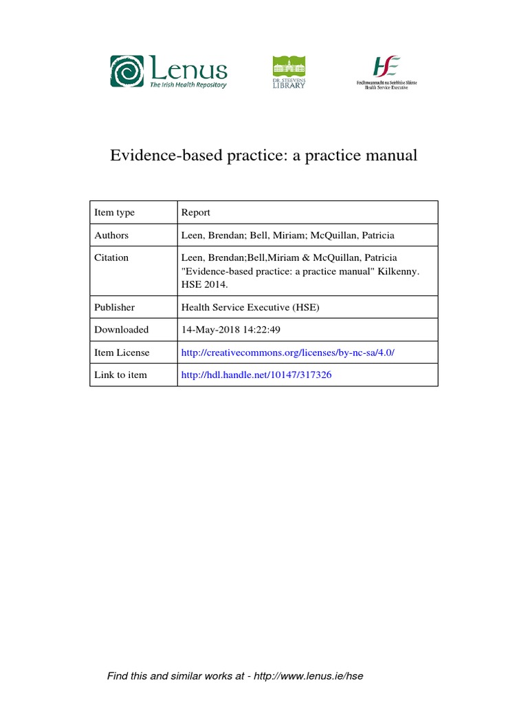 Evidence-Based Practice Manual Guide | PDF | Evidence Based Medicine ...