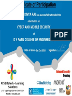 Certificate of Completion for Network Security and Android Training