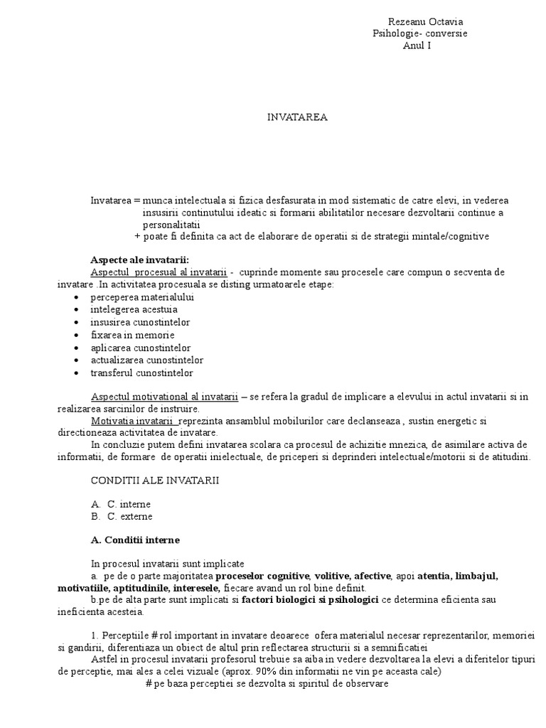 Tema 9 Invatarea | PDF