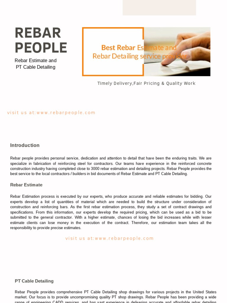 Best Rebar Estimate and Rebar Detailing Service Provider PDF