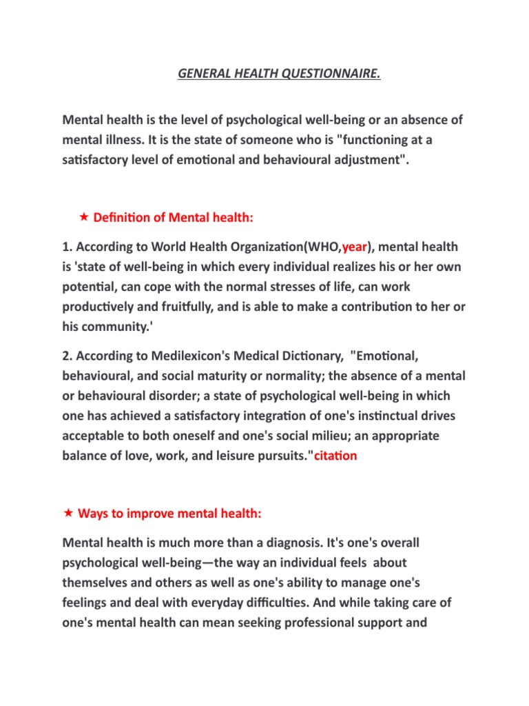 General Health Questionnaire Insights | PDF | Mental Health | Gratitude