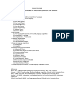 Course Outline Principles and Theories of Language Learning and Acquisition