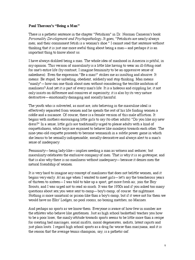 beingamanbypaultheroux.pdf Masculinity Man