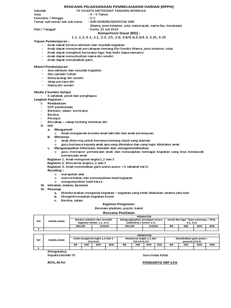 RPPH TEMA DIRI SENDIRI 2018 2019cx