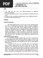 Experiment:04 Cam Jump Analysis: Kinematics and Dynamics Lab Manual (ME406ES)