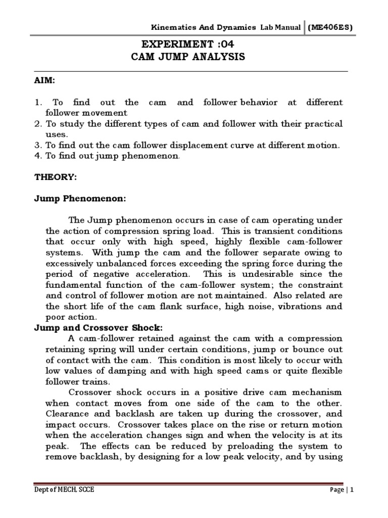 Cam Jump Analysis in Kinematics Lab | PDF | Rotation Around A Fixed ...