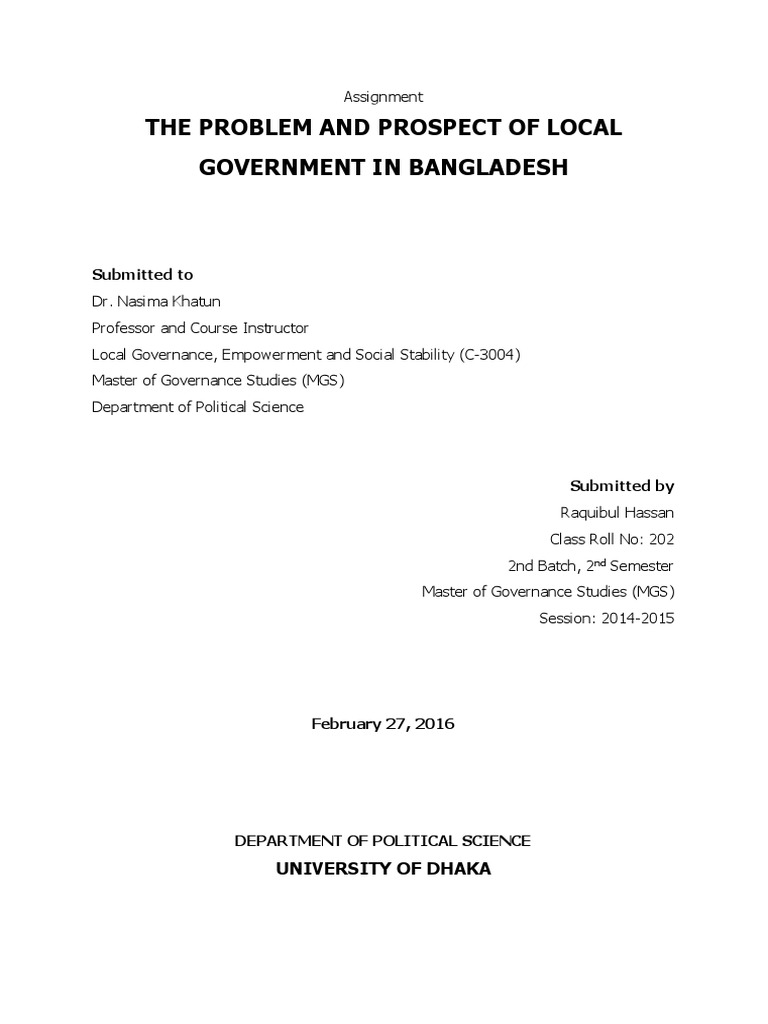 Local Govt Challenges in Bangladesh | PDF | Local Government ...