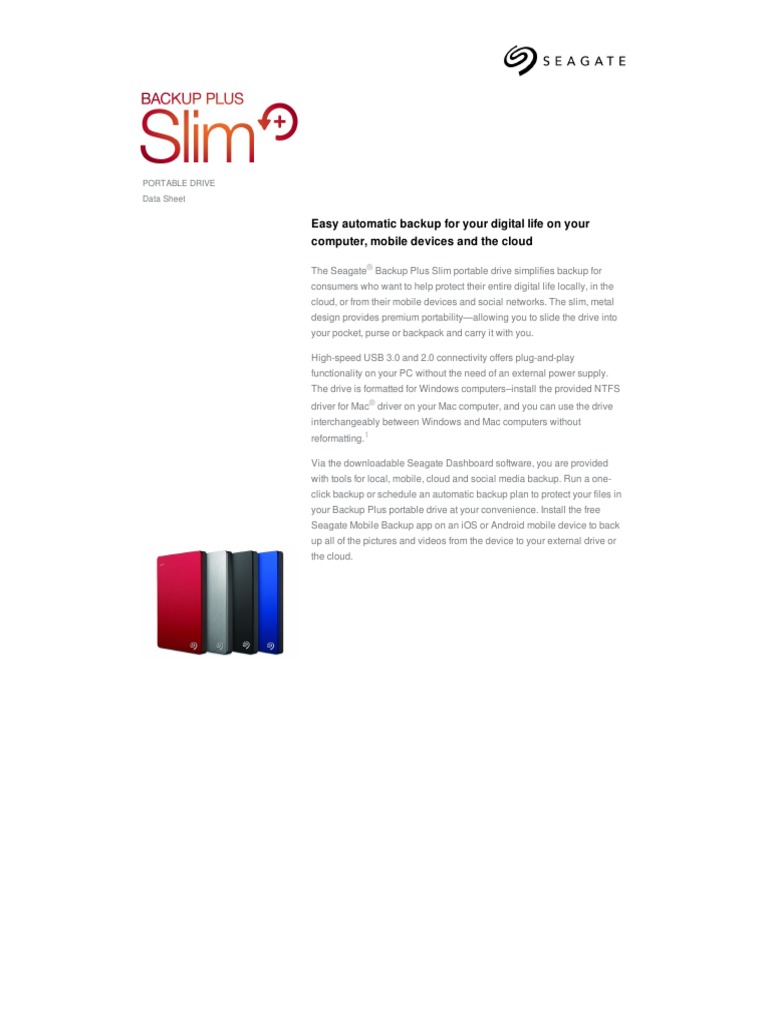 Seagate External HDD Datasheet | PDF | Mac Os | Usb