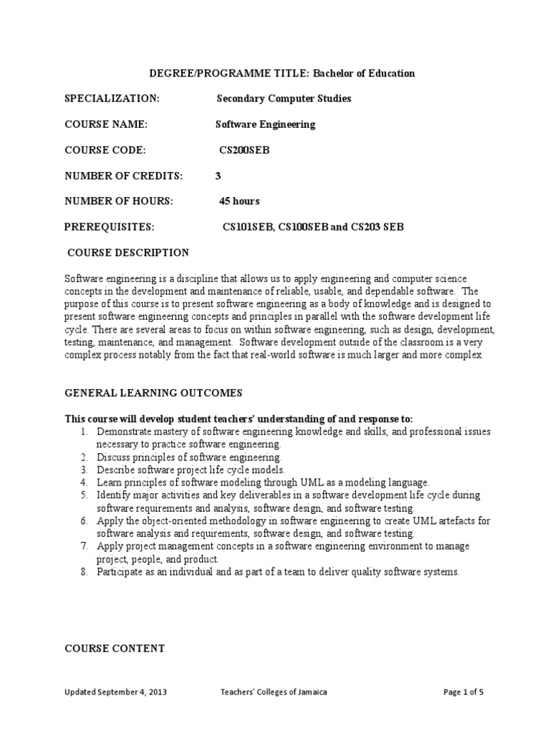 Software Engineering Course Overview | PDF | Software Testing ...