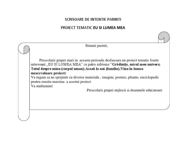 Scrisoare De Intentie Parinti Docx