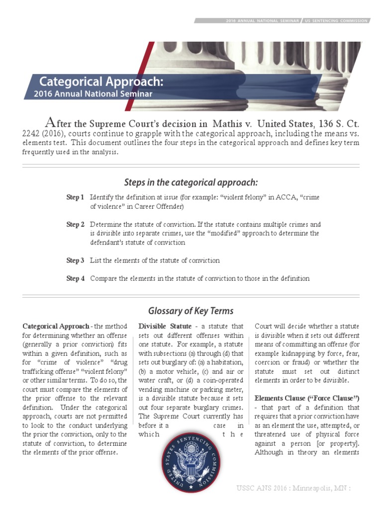 Categorical Approach:: Fter The Supreme Court's Decision in Mathis v ...