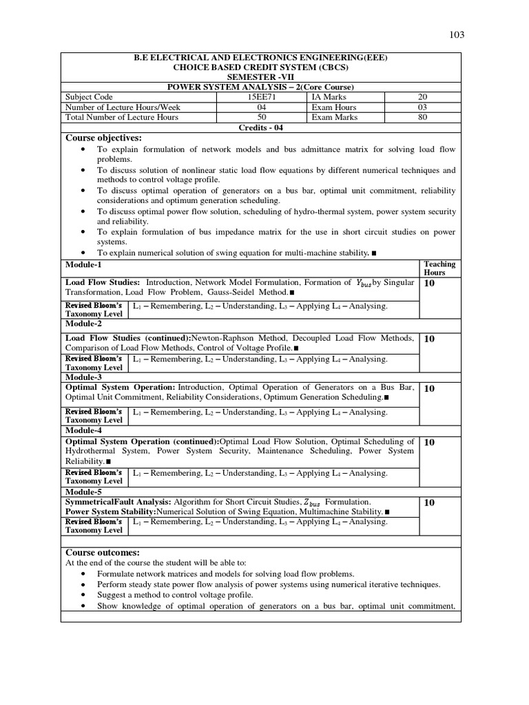 7th Sem Syllabus PDF Electrical Breakdown Electric Power System