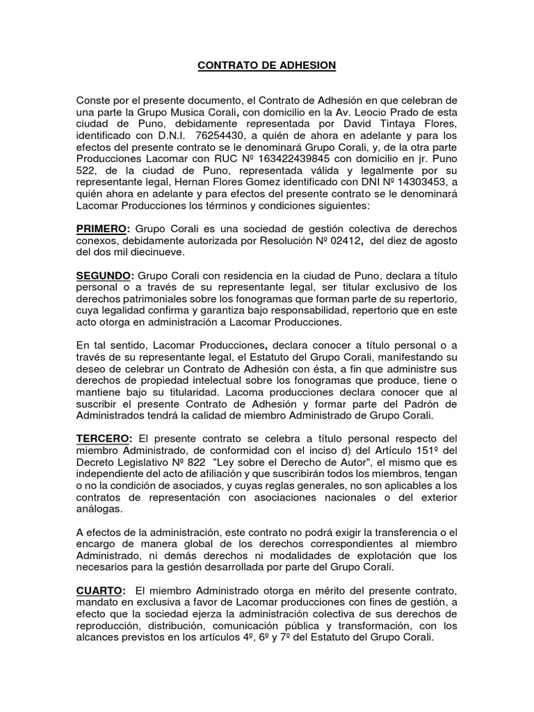 Contrato de Adhesion | PDF | Información del gobierno | Instituciones ...