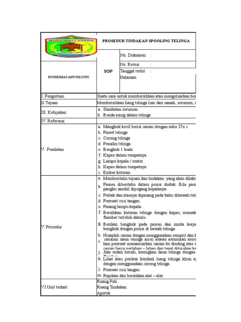 Prosedur Spooling Telinga di Puskesmas | PDF