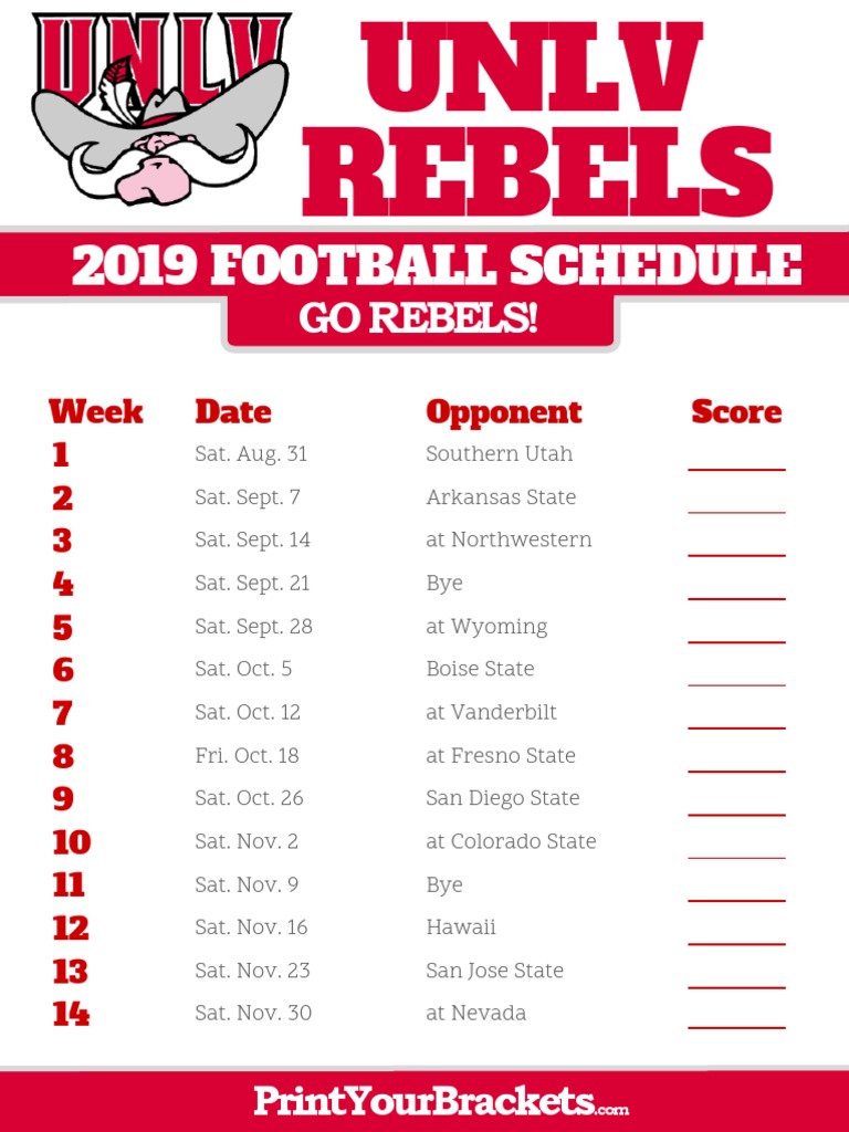 UNLV 2019 Schedule PDF