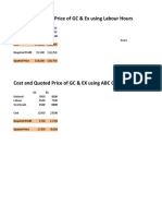 Cost and Quuoted Price of GC & Ex Using Labour Hours