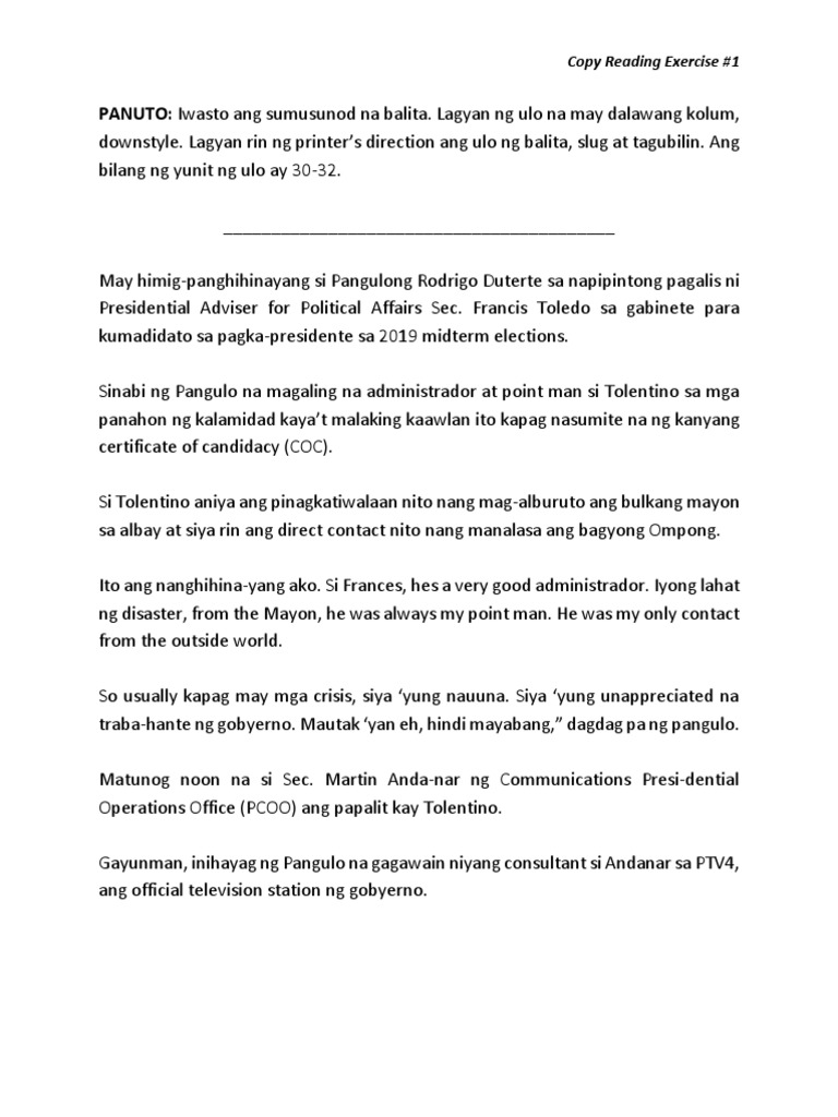 Copyreading filipino exercises pdf