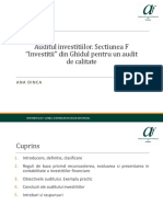 Auditul Investitiilor. Sectiunea F