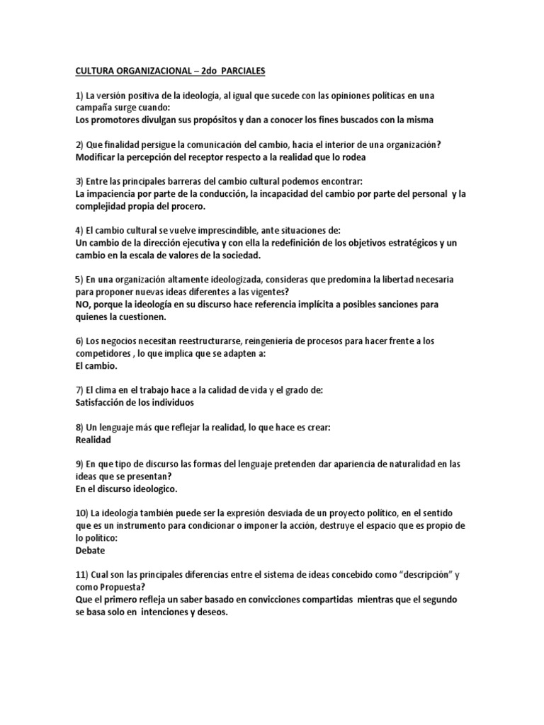 Claves del Cambio en la Cultura Organizacional | PDF | Ideologías ...