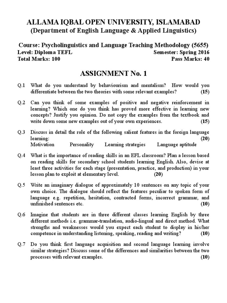AIO Assignments 2019 TEFL | PDF | Phonology | Symbols