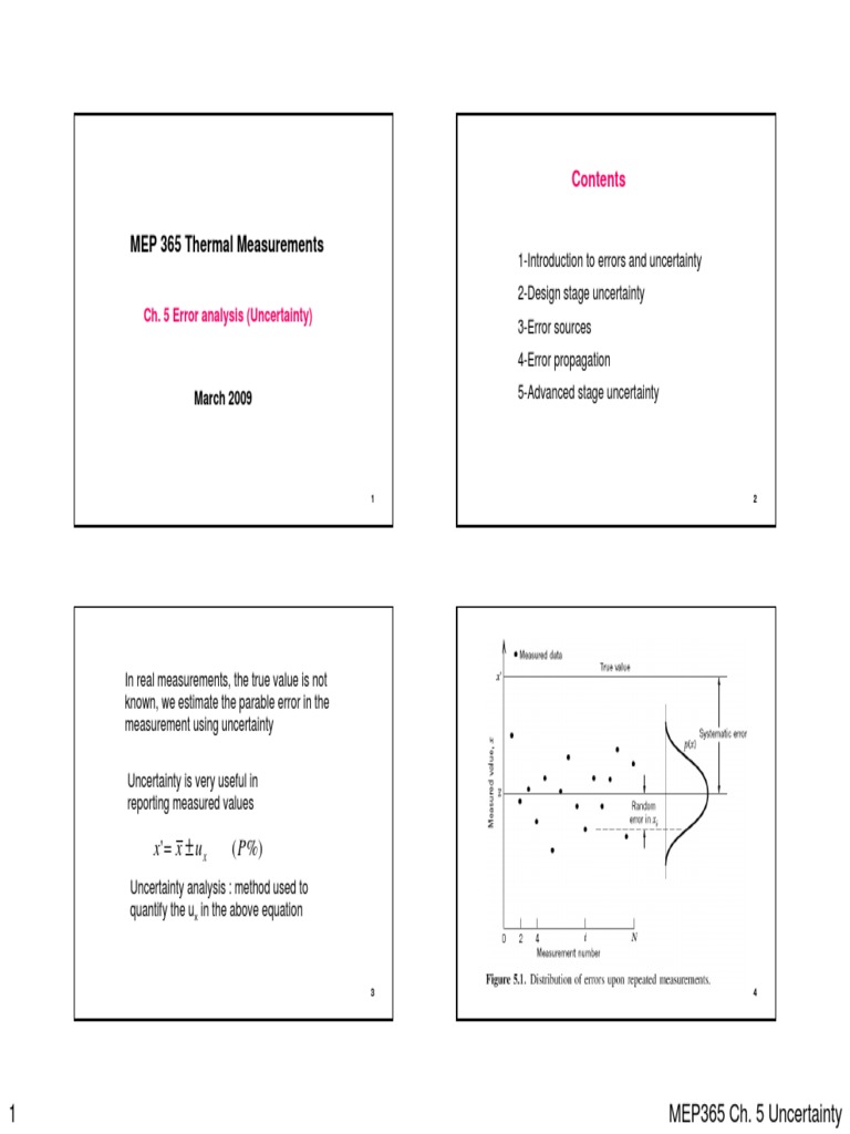 MEP365 Chapter 5: Error Analysis Uncertainty | PDF | Uncertainty ...